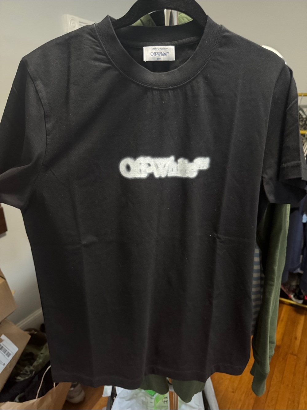 Off-White Black Spray T-Shirt with White Arrow Logo